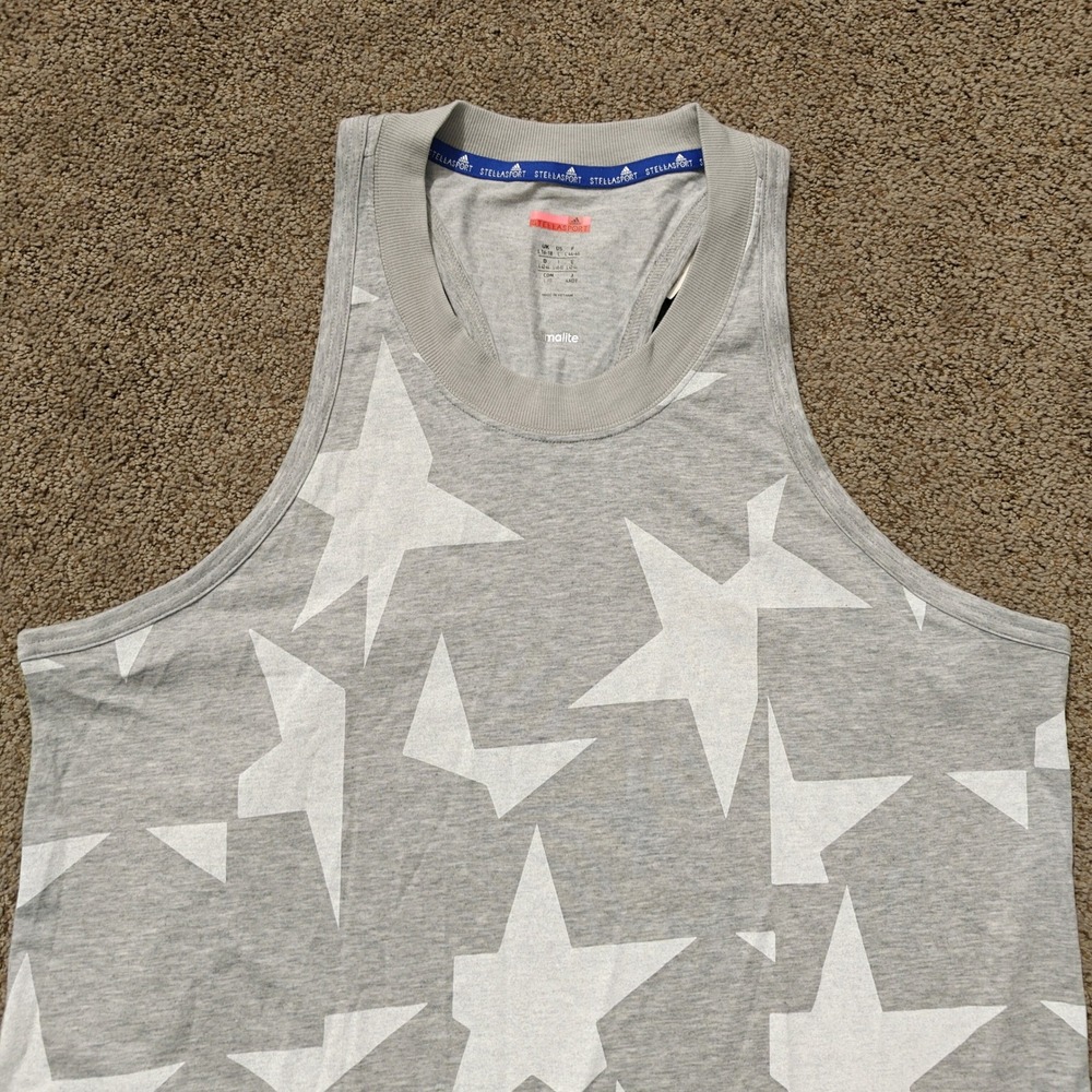 Adidas Stellasport Gray White Star Print Climalite Tank Top Womens Large NWT - Picture 7 of 10